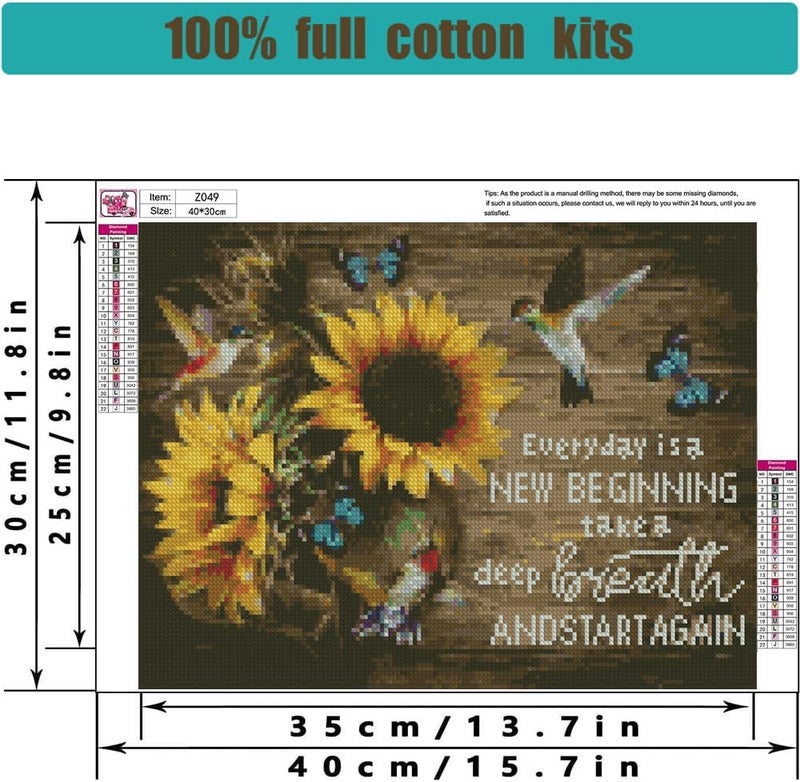 Tiwabb Stamped Cross Stitch Kits for Adults - Sunflower Inspirational Embroidery Kits for Beginners Adults,11 CT Patterns Dimensions Counted Cross Stitch Kits Arts Craft 12x16 inch - Image 4